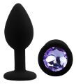 Силіконова анальна пробка EGZO - Silicone Black Round Plug Amethyst, size S