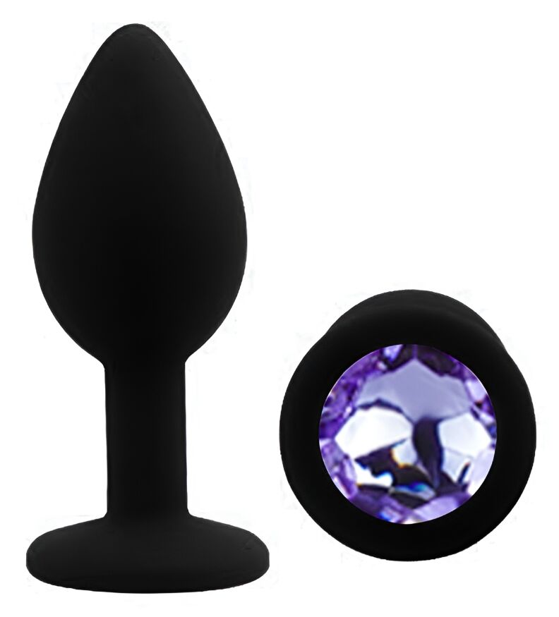 Силіконова анальна пробка EGZO - Silicone Black Round Plug Amethyst, size S