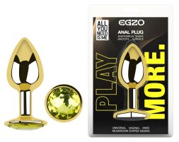 Анальная пробка с кристаллом EGZO - Gold Round Plug Lime size S