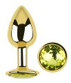 Анальна пробка з кристалом EGZO - Gold Round Plug Lime size S