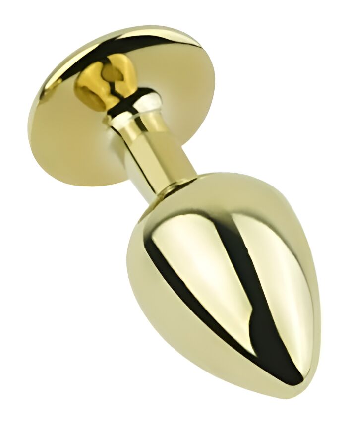 Анальна пробка з кристалом EGZO - Gold Round Plug Lime size S