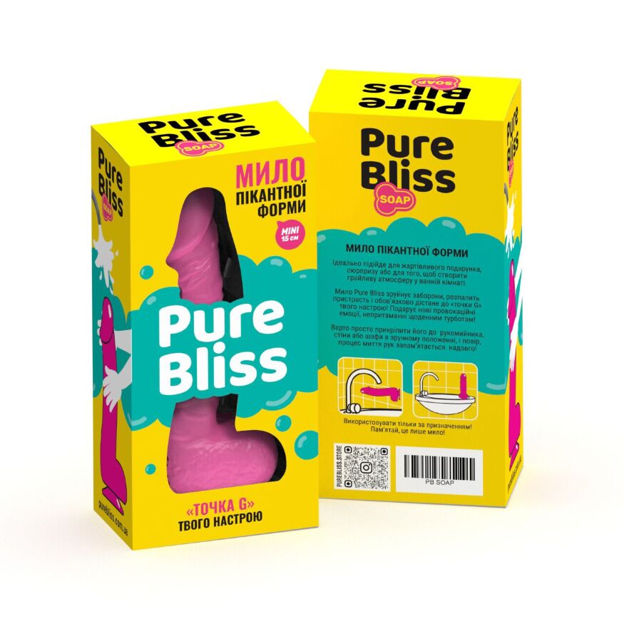 Мыло в форме пениса Pure Bliss MINI Pink, крафтовое мыло-член, натуральное
