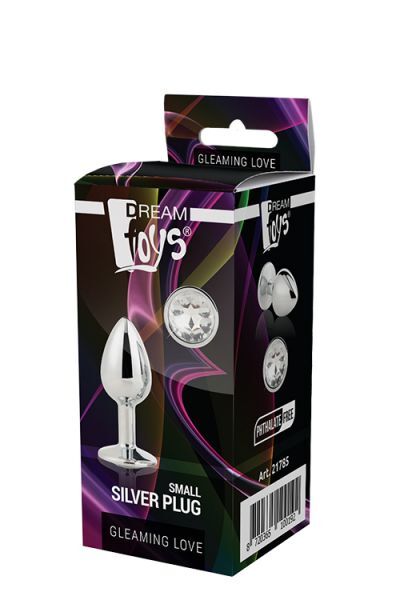 Анальная пробка с камнем GLEAMING LOVE SILVER PLUG LARGE