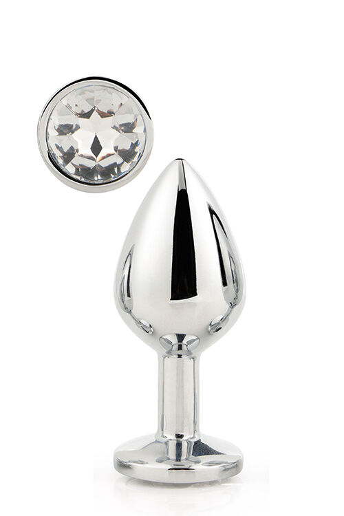 Анальная пробка с камнем GLEAMING LOVE SILVER PLUG LARGE