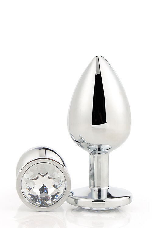 Анальная пробка с камнем GLEAMING LOVE SILVER PLUG LARGE
