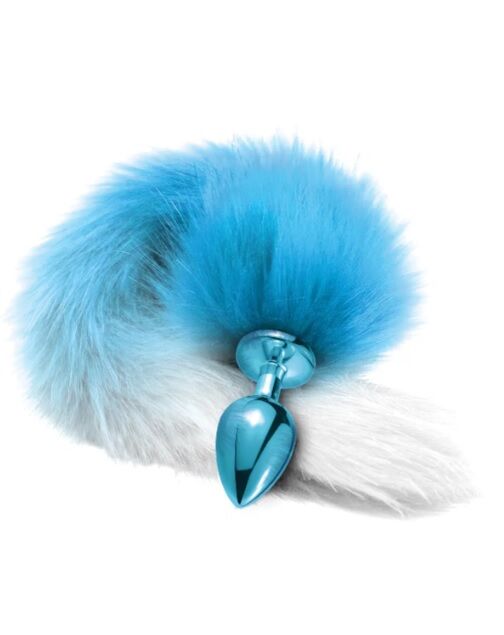 Анальная пробка с хвостом Global Novelties NIXIE METAL BUTT PLUG WITH OMBRE TAIL, BLUE METALLIC