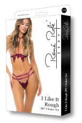 Комплект білизни I LIKE IT ROUGH 2PC CHOKER SET BURGUNDY, S/M