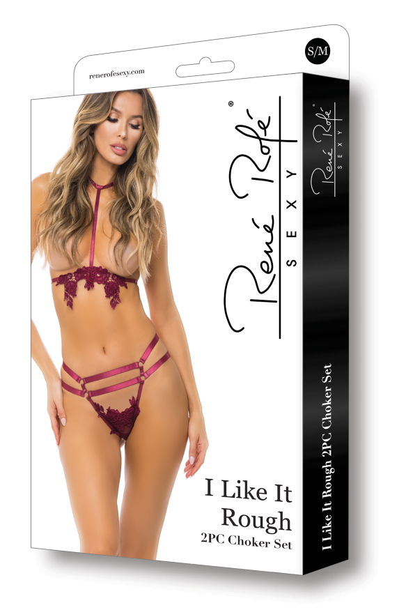 Комплект белья I LIKE IT ROUGH 2PC CHOKER SET BURGUNDY, S/M