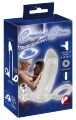 Щільна вібро насадка на член з петлею для мошонки Crystal Clear Vibrating Sleeve