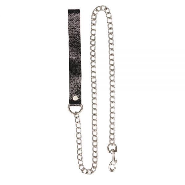Довгий універсальний повідець Leather Leash Black