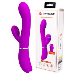 Ергономічний яскравий вібратор з кліторальним стимулятором - Pretty Love Clitoris Vibrator Pink