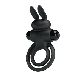 Ерекційне віброкільце з кроликом Pretty Love Bunny III подвійне, чорне, 9.7 х 4 см
