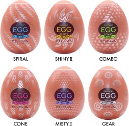 Набор мастурбаторов-яиц Tenga Egg Hard Boilded II Pack (6 яиц), плотный TPE, выпуклая текстура