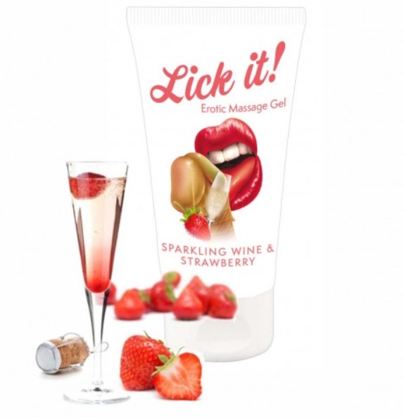 Оральне мастило Lick It! Sparkling Wine and Strawberry 50 мл (веганська)