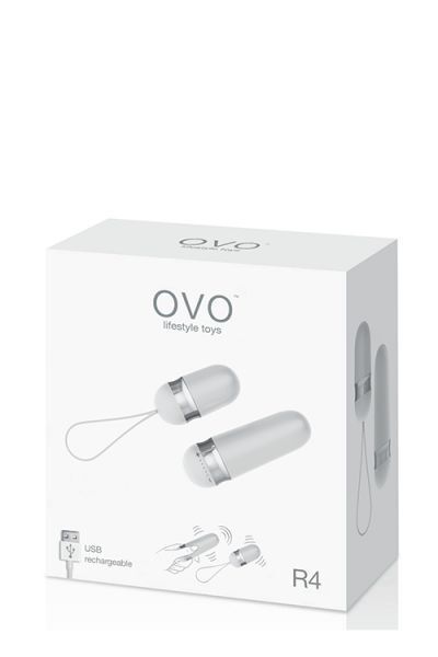 Виброяйцо OVO R4 REMOTE, WHITE/CHROME