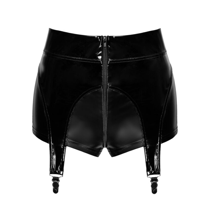 Шортики Noir Handmade F325 Glam, L, black, винил, высокая талия, крепления для чулок, с доступом