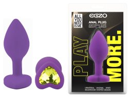 Силіконова анальна пробка EGZO - Silicone Violet Heart Plug Lime, size S