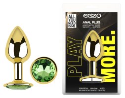 Анальная пробка с кристаллом EGZO - Gold Round Plug Green size S