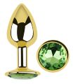 Анальная пробка с кристаллом EGZO - Gold Round Plug Green size S