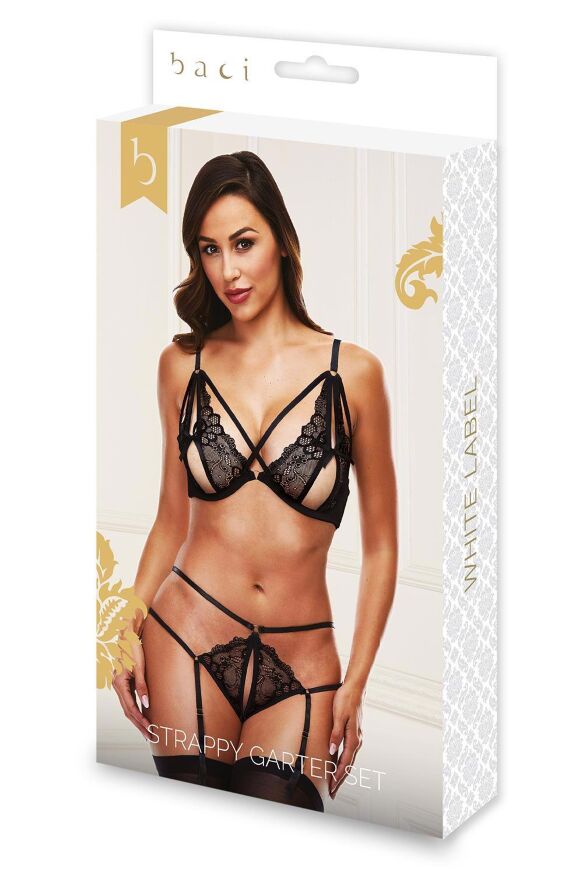 Комплект белья STRAPPY GARTER SET BLACK, M/L