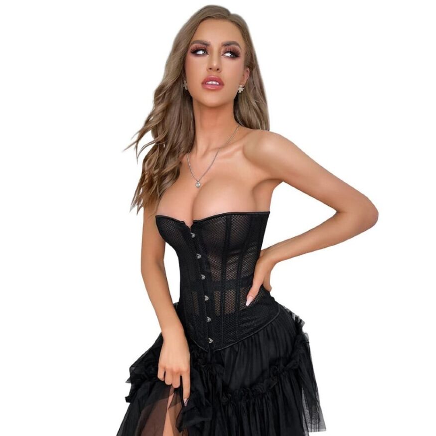 Корсет из сетки Star Night Grid Corset с крючками и шнуровкой, черный, L (без коробки)