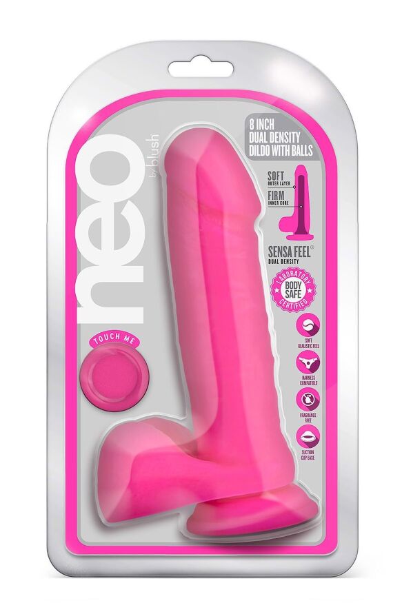 Фаллоимитатор реалистичный двойной плотности Neo Blush, на присоске, розовый, 20 х 4.5 см