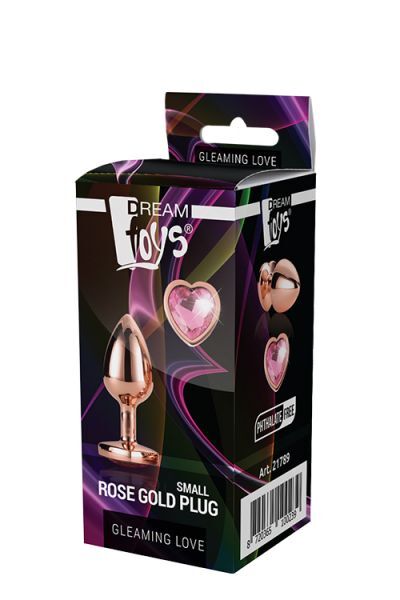 Анальная пробка с сердцем GLEAMING LOVE ROSE GOLD PLUG SMALL
