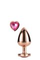 Анальная пробка с сердцем GLEAMING LOVE ROSE GOLD PLUG SMALL