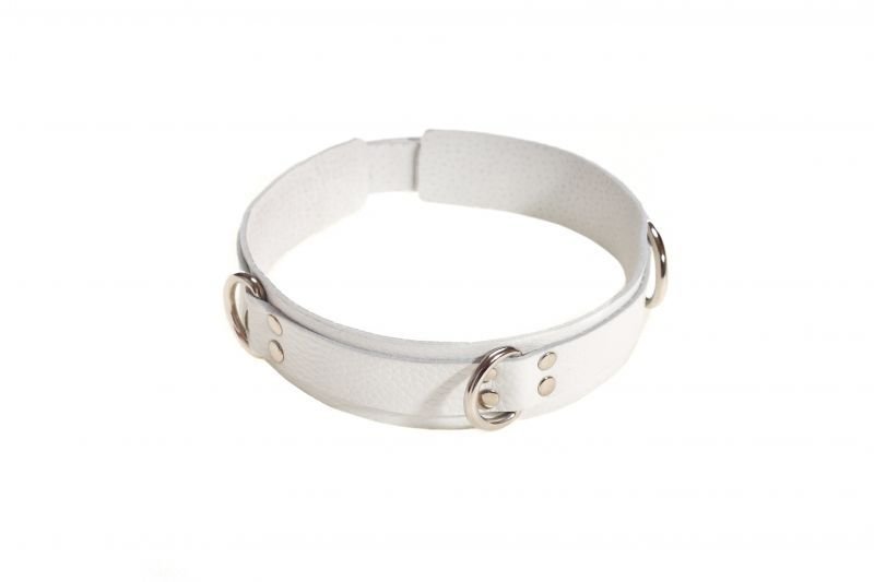 Класичний універсальний нашийник Slave Leather Collar White