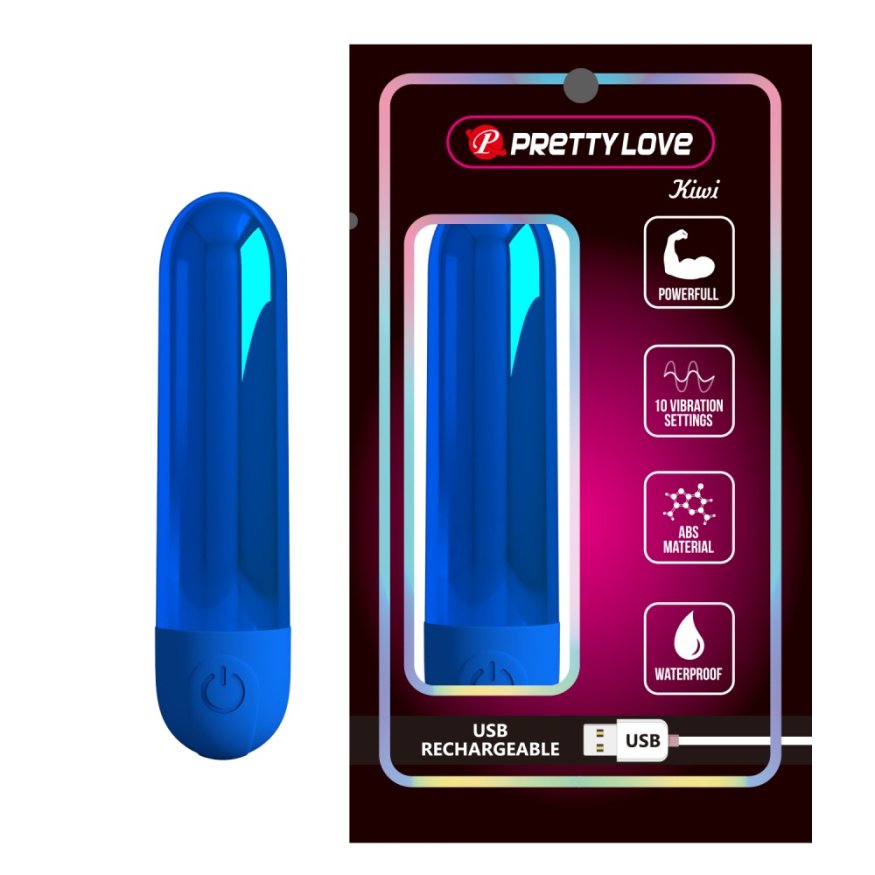 Вибропуля Pretty Love Kiwi синяя, 8 х 1.8 см