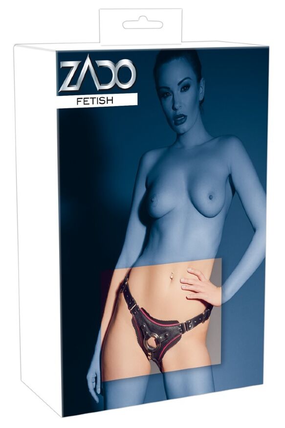 Трусы для страпона Leather String Strap-on, black, S-L ZADO