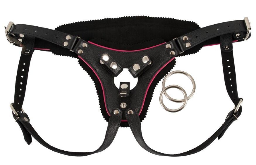 Трусы для страпона Leather String Strap-on, black, S-L ZADO