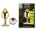 Анальна пробка з кристалом EGZO - Gold Round Plug Clear size S