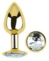 Анальна пробка з кристалом EGZO - Gold Round Plug Clear size S