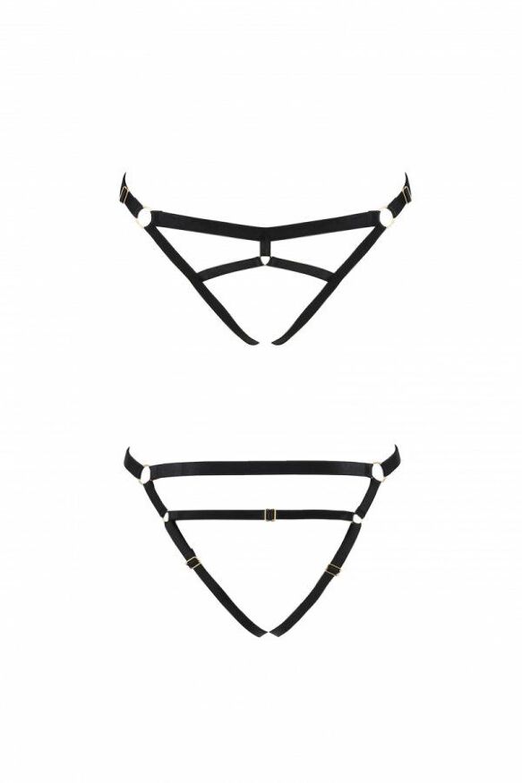 Трусики стринги из стреп KELIS THONG black S/M - Passion (проблема с упаковкой)