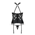 Сетчатый комплект с узором: корсет с халтером, подвязки, трусики Hima Corset black XXL/XXXL-Passion