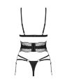 Комплект Obsessive Lobellis 3-pcs set, M/L, черный, лиф с мягкой чашкой, стринги, пояс для чулок