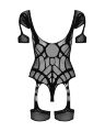 (SALE) Нейлоновий бодістокінг з імітацією гартер Obsessive Bodystocking G334 S/M/L, black, з доступом