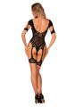 (SALE) Нейлоновий бодістокінг з імітацією гартер Obsessive Bodystocking G334 S/M/L, black, з доступом