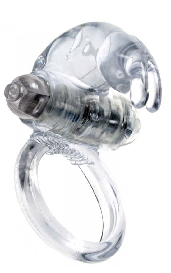 Эрекционное вибро кольцо BOSS Rabbit Vibro Cock Ring Clear, BS6700049