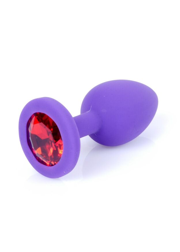 Анальна пробка яскравого кольору Jewellery Silicone Purple Plug S Red