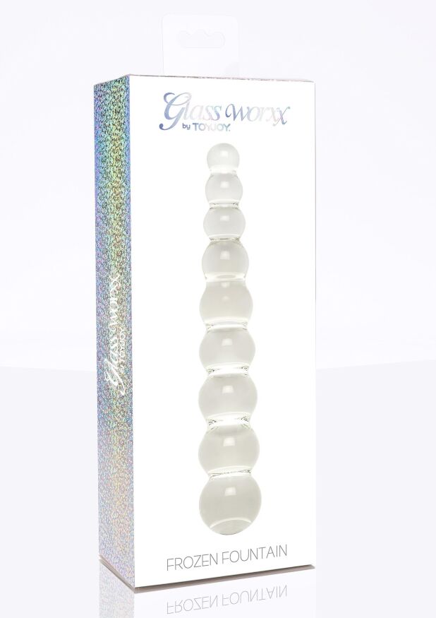 Фаллоимитатор из шариков Frozen Fountain стеклянный, прозрачный, 22 х 3.5 см