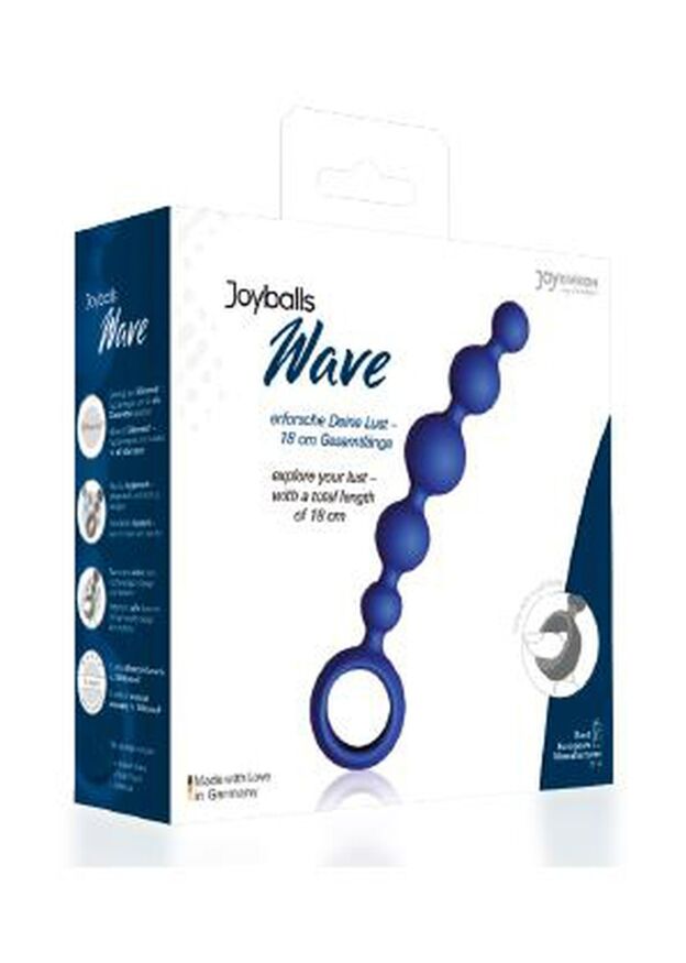 Анальная цепочка Joy Division Joyballs anal wave, силиконовая, синяя, 17.5 см