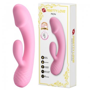 Вибратор в нежно-розовом цвете из гипоаллергенного силикона Pretty Love Ron Vibrator Pink
