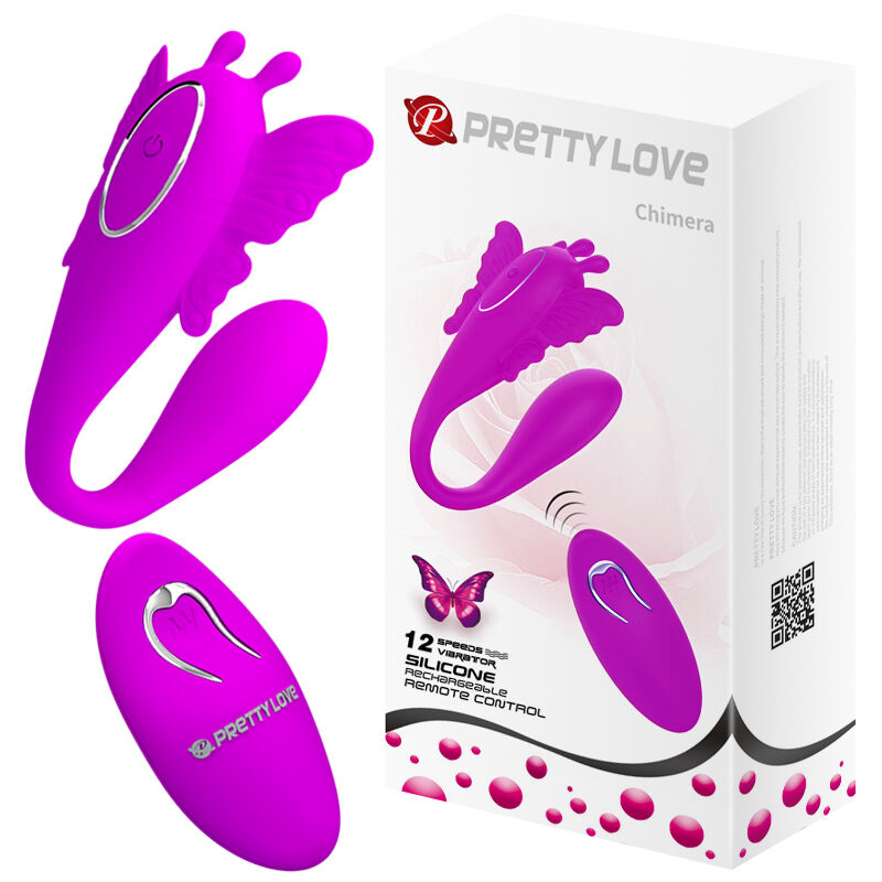 С-образная вибратор-бабочка для пар Pretty Love Chimera Stimulator Purple