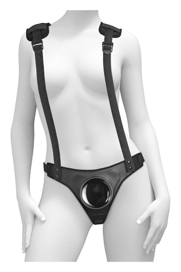 Трусики для страпону Pipedream Body Dock з підтяжками, чорні
