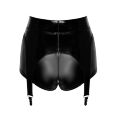 Шортики Noir Handmade F325 Glam, XXL, black, винил, высокая талия, крепления для чулок, с доступом
