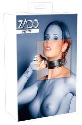 Нашийник широкий Zado FETISH з D-кільцями, шкіряний, чорний