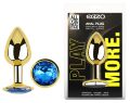 Анальная пробка с кристаллом EGZO - Gold Round Plug Blue size S