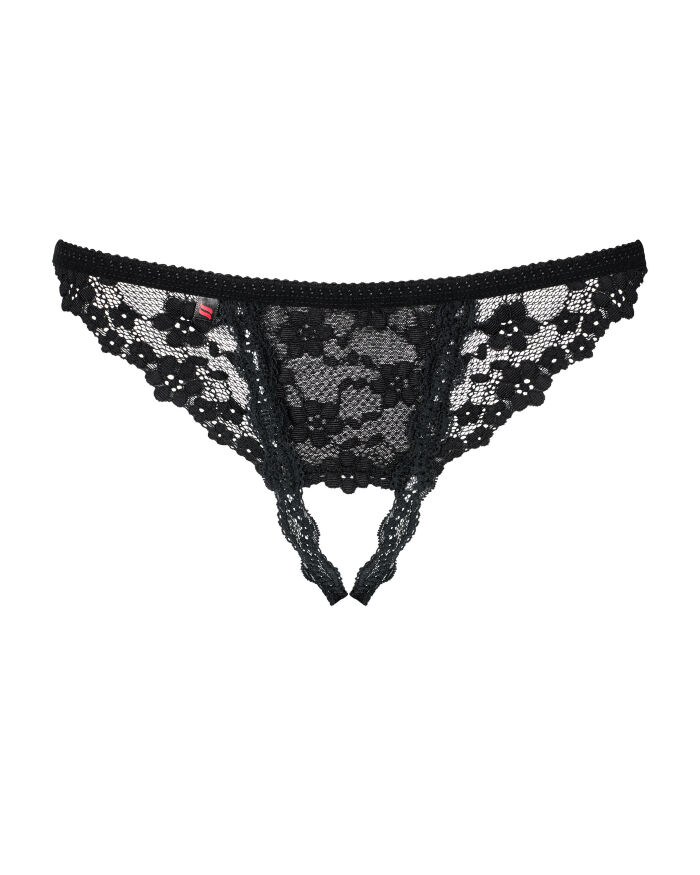 Кружевные трусики с доступом Letica crotchless thong black L/XL - MINI